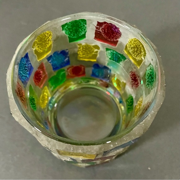 Vintage Stained Glass Candle Votive Holder Marked KIG China Jiali Christmas - Picture 4 of 8